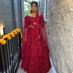Red bridal lengha